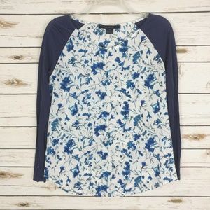 French Connection Long Sleeve Contrast Top Floral
